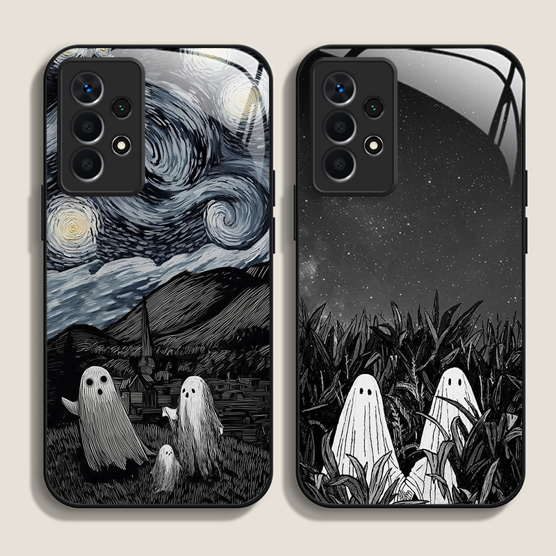 Phone Cases Art - 재미있는 유령 추상 예술 패턴 강화유리