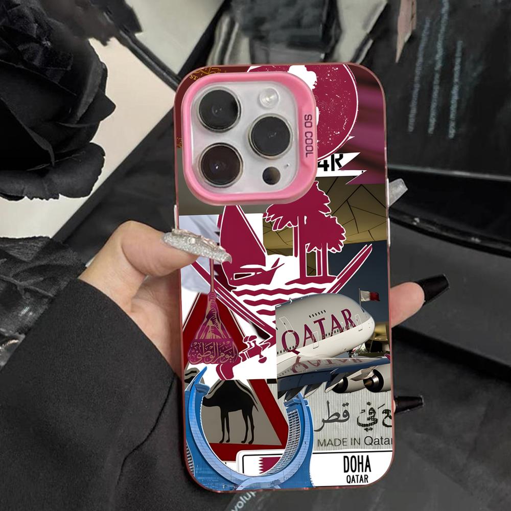 Phone Cases Qatar - 카타르 국기 핑크 반투명 휴대폰 케이스