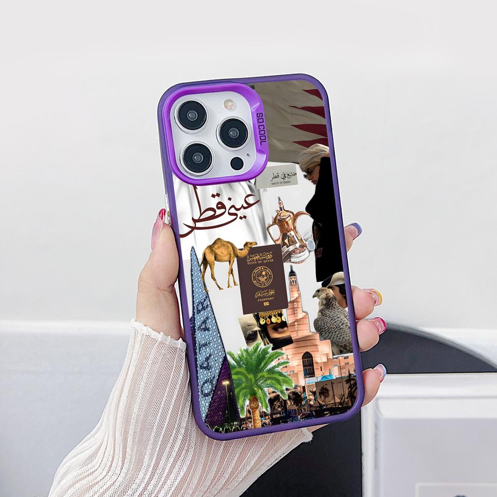 Phone Cases Qatar - 카타르 국기 보라색 반투명 휴대폰 케이스
