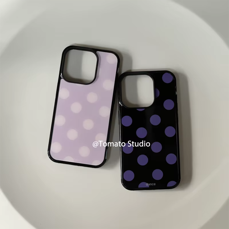 Phone Cases Purple - 한국 패션 퍼플 물방울 무늬 드롭
