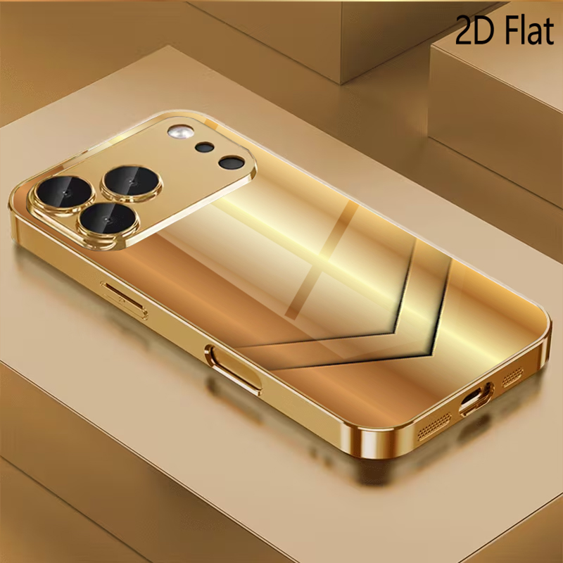 Phone Cases With Camera Cover - 금박 프린트 패턴 강화유리 디자인 아이폰16