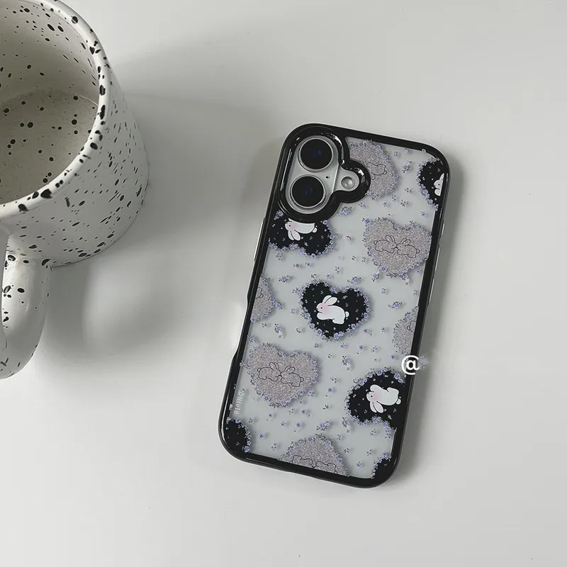 Phone Cases Purple - 인스 한국 레트로 소녀 사랑 토끼