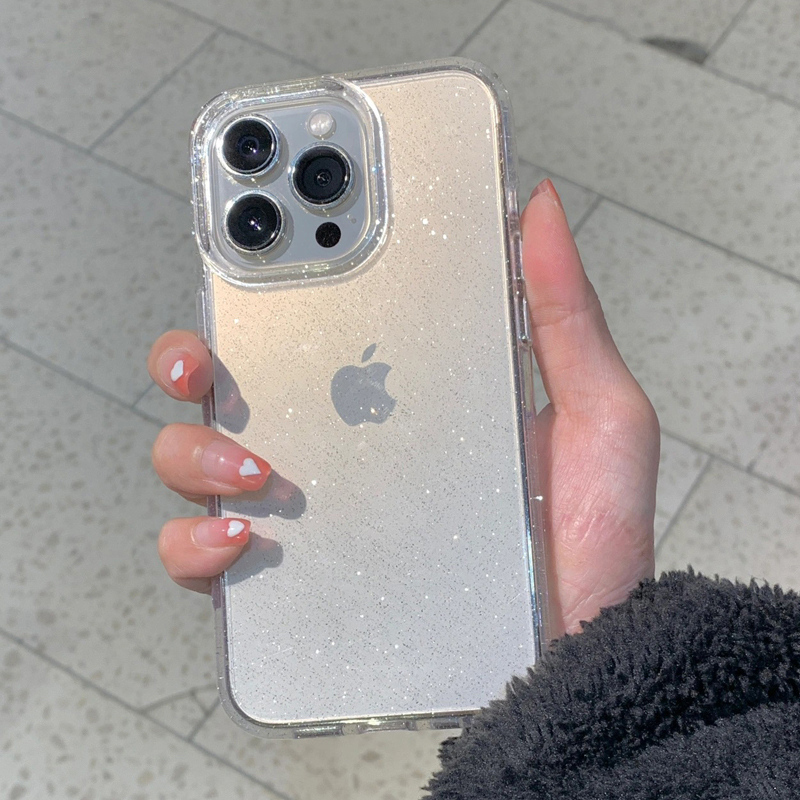 Glitter Shockproof Case - 투명 심플 글리터 폰 케이스 (아이폰