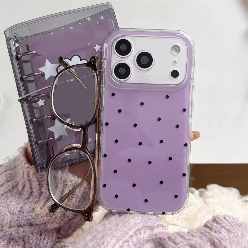 Phone Cases Purple - 미니멀리스트 인스 스타일 퍼플 물방울 무늬