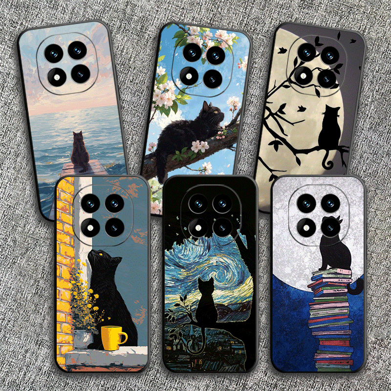Phone Cases Shein - 블랙 캣 에스테틱 패턴 소프트 폰