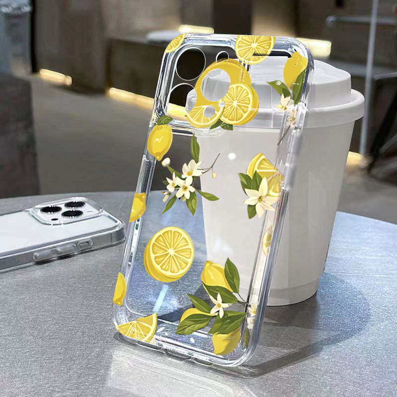 Phone Cases Samsung S25 Fe - 여름 과일 레몬 꽃 투명 폰