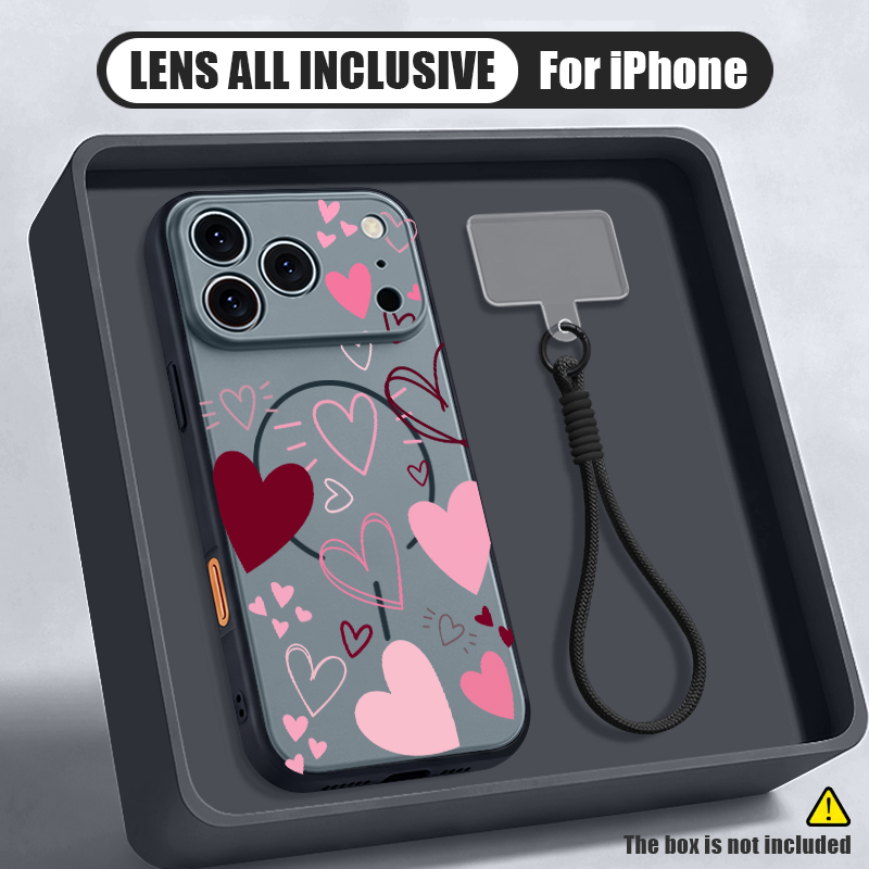 Phone Cases With Loop - 러브 하트 패턴 마그네틱 폰 케이스