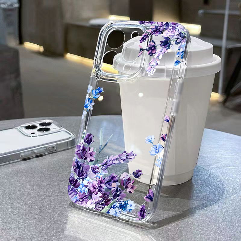 Phone Cases Purple - 보라색 꽃무늬 소프트 TPU 폰 케이스