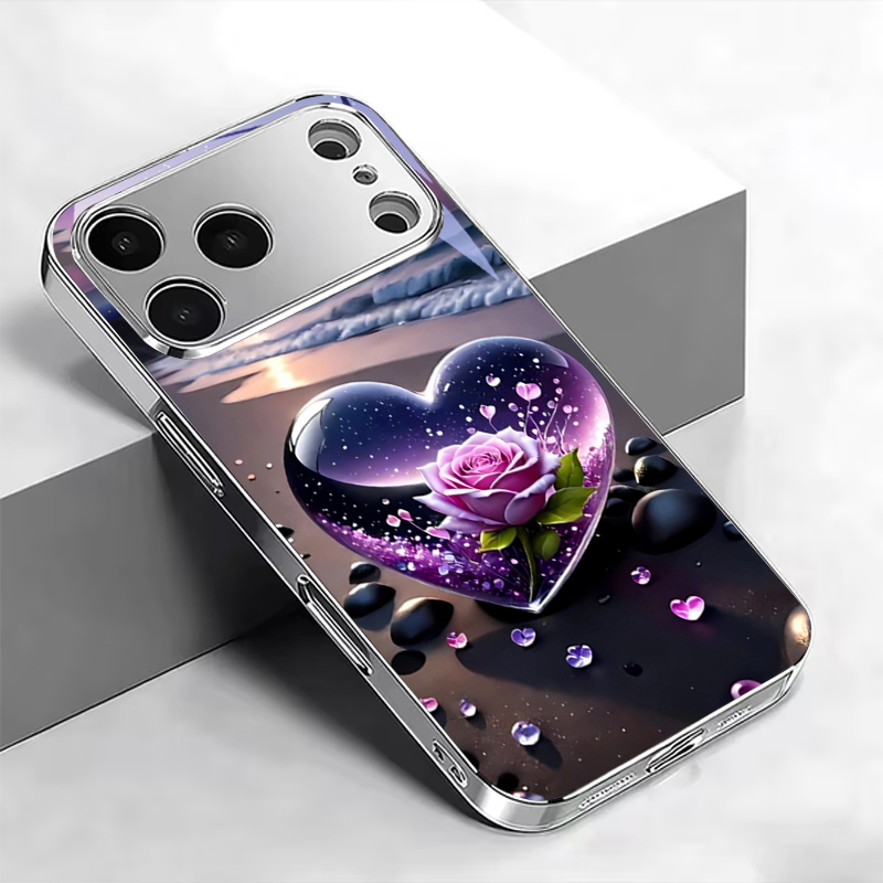 하트 퍼플 로즈 비치 전기도금 실버 폰 케이스 (아이폰 - Phone Cases Purple 리뷰 및 가격