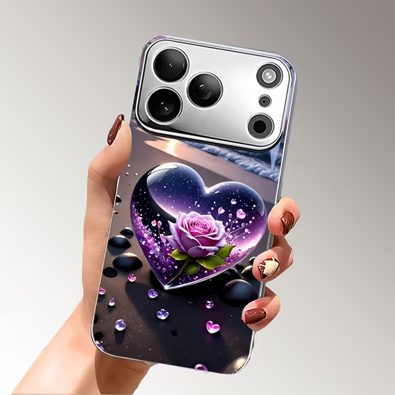 하트 퍼플 로즈 비치 전기도금 실버 폰 케이스 (아이폰 - Phone Cases Purple 리뷰 및 가격