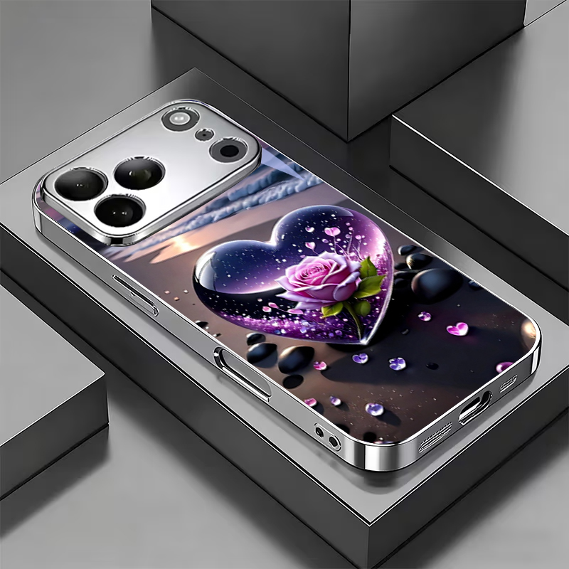 하트 퍼플 로즈 비치 전기도금 실버 폰 케이스 (아이폰 - Phone Cases Purple 리뷰 및 가격