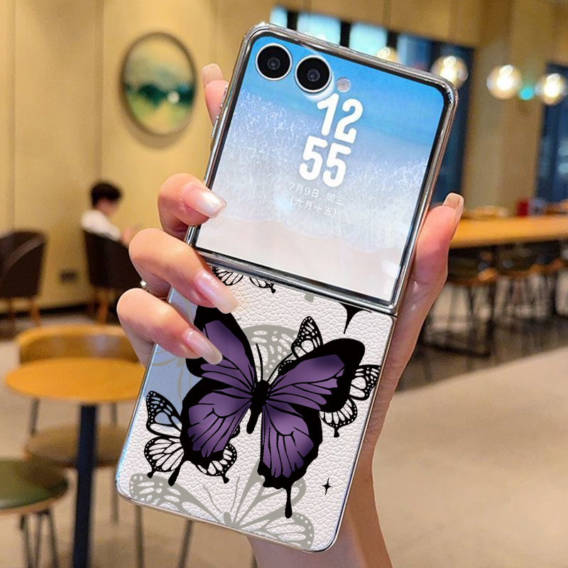 퍼플 버터플라이 PU 가죽 폰 케이스 삼성 갤럭시 Z  - Phone Cases Purple 리뷰 및 가격