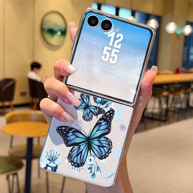 퍼플 버터플라이 PU 가죽 폰 케이스 삼성 갤럭시 Z  - Phone Cases Purple 리뷰 및 가격