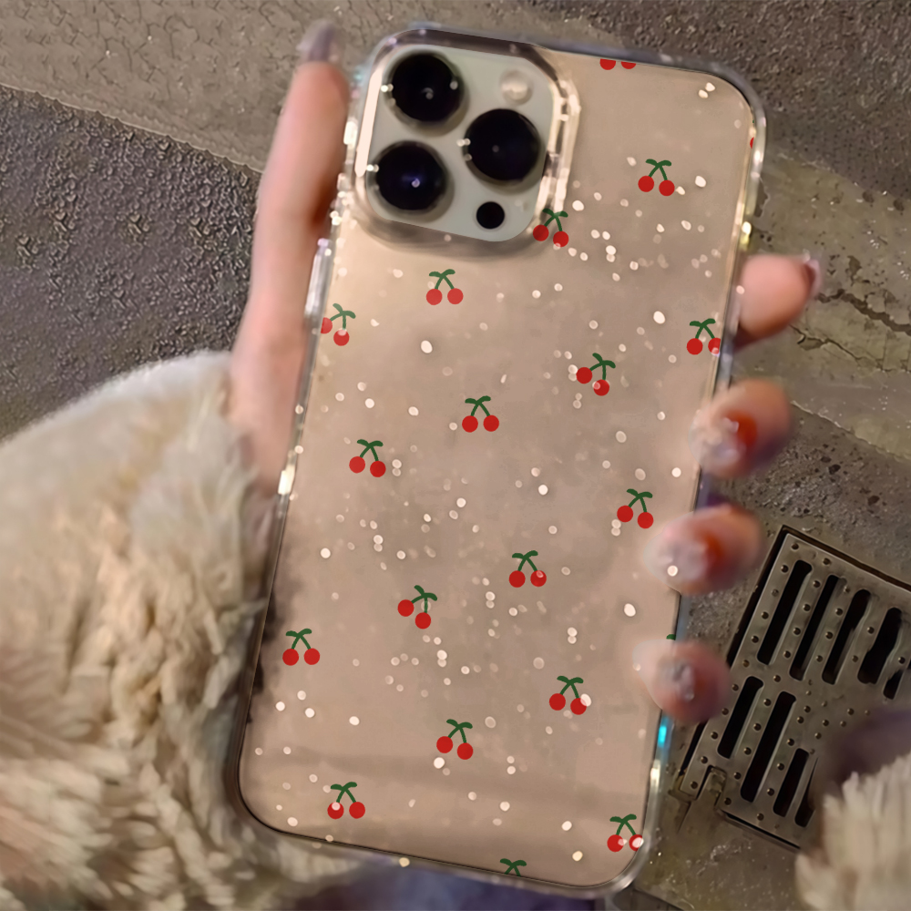 심플 체리꽃 클리어 글리터 폰 케이스 아이폰 17 15 - Glitter Shockproof Case 리뷰 및 가격