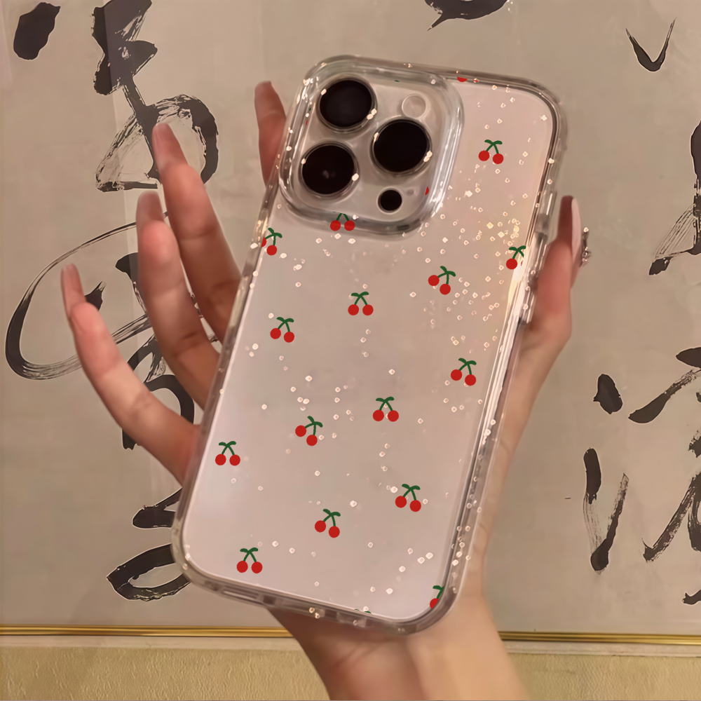 심플 체리꽃 클리어 글리터 폰 케이스 아이폰 17 15 - Glitter Shockproof Case 리뷰 및 가격