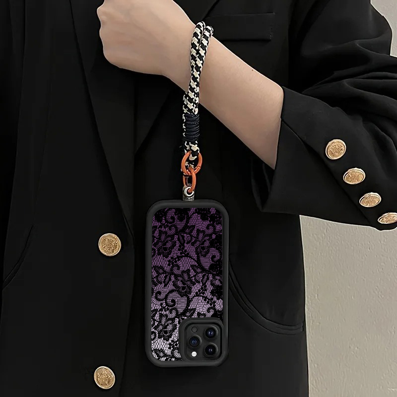 블랙 퍼플 레이스 핸드 스트랩 폰 케이스 삼성 갤럭시  - Phone Cases Purple 리뷰 및 가격