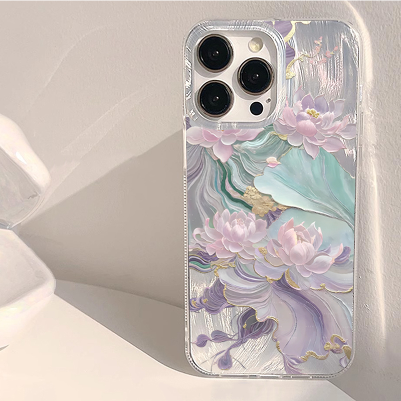 몽환적인 보라색 연꽃 프린트 감성 폰 케이스 (아이폰  - Phone Cases Purple 리뷰 및 가격