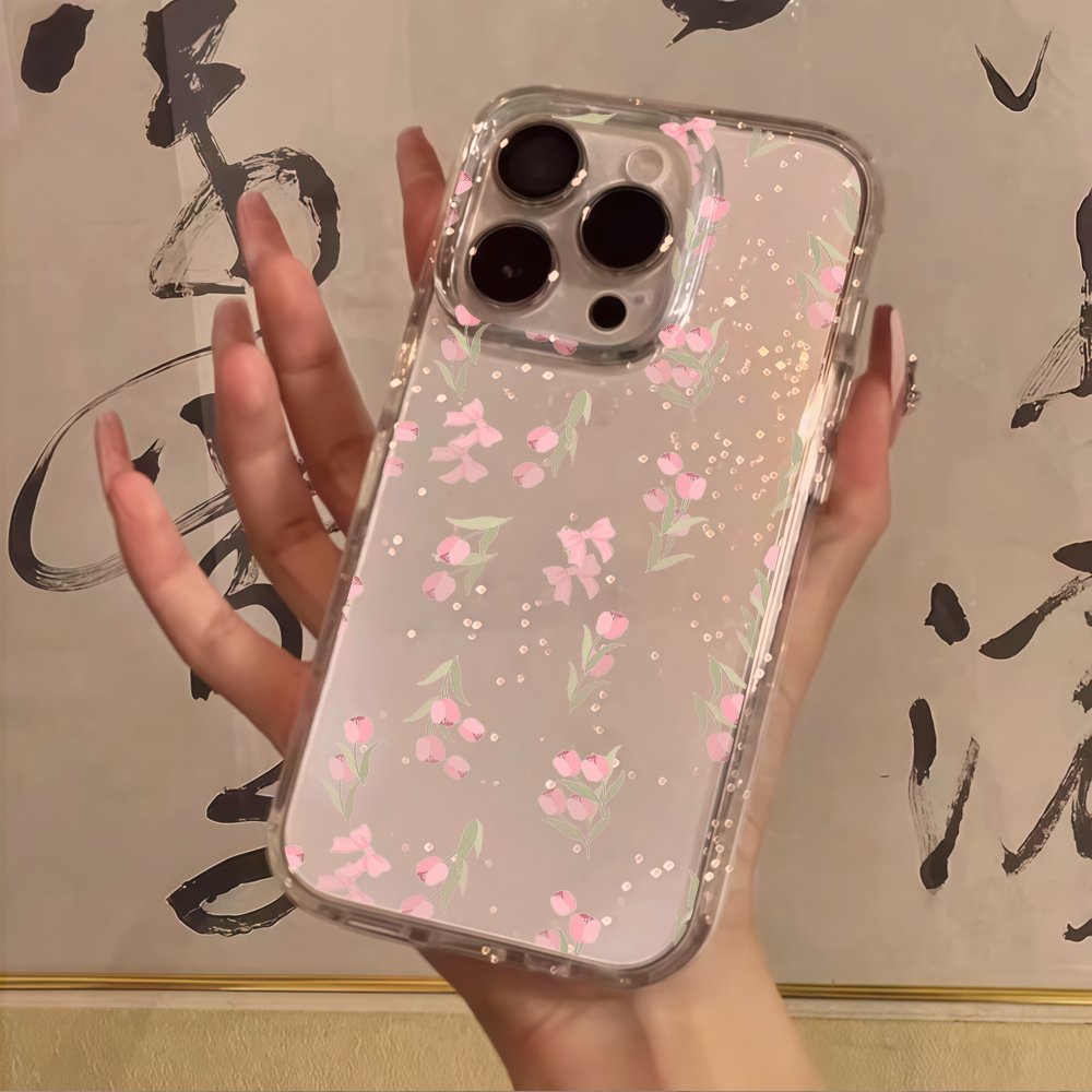 럭셔리 블루 플라워 클리어 글리터 폰 케이스 (아이폰  - Glitter Shockproof Case 리뷰 및 가격
