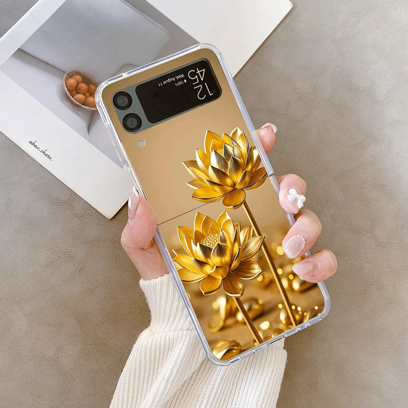 창의적인 황금 연꽃 무늬 삼성 갤럭시 Z 플립 7 플립 - Phone Cases Z Fold 7 리뷰 및 가격