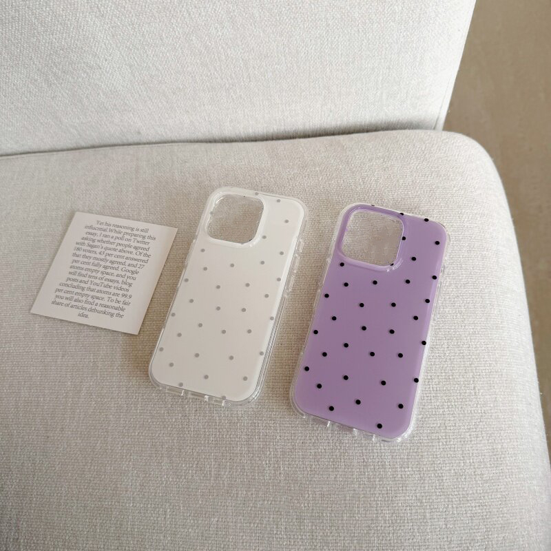 한국 화이트 & 퍼플 물방울 무늬 폰 케이스 아이폰 1 - Phone Cases Purple 리뷰 및 가격