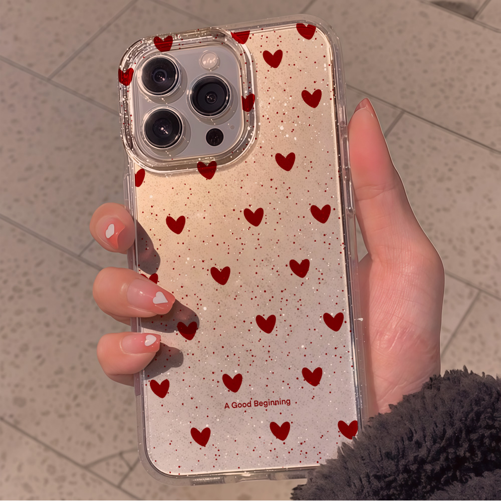 핑크 러브 하트 투명 글리터 폰 케이스 (아이폰 17, - Glitter Shockproof Case 리뷰 및 가격