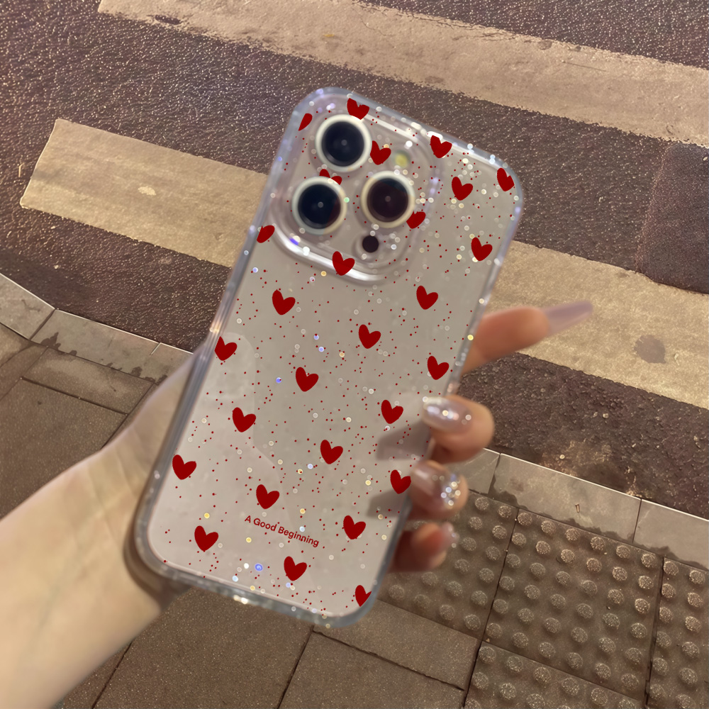 핑크 러브 하트 투명 글리터 폰 케이스 (아이폰 17, - Glitter Shockproof Case 리뷰 및 가격