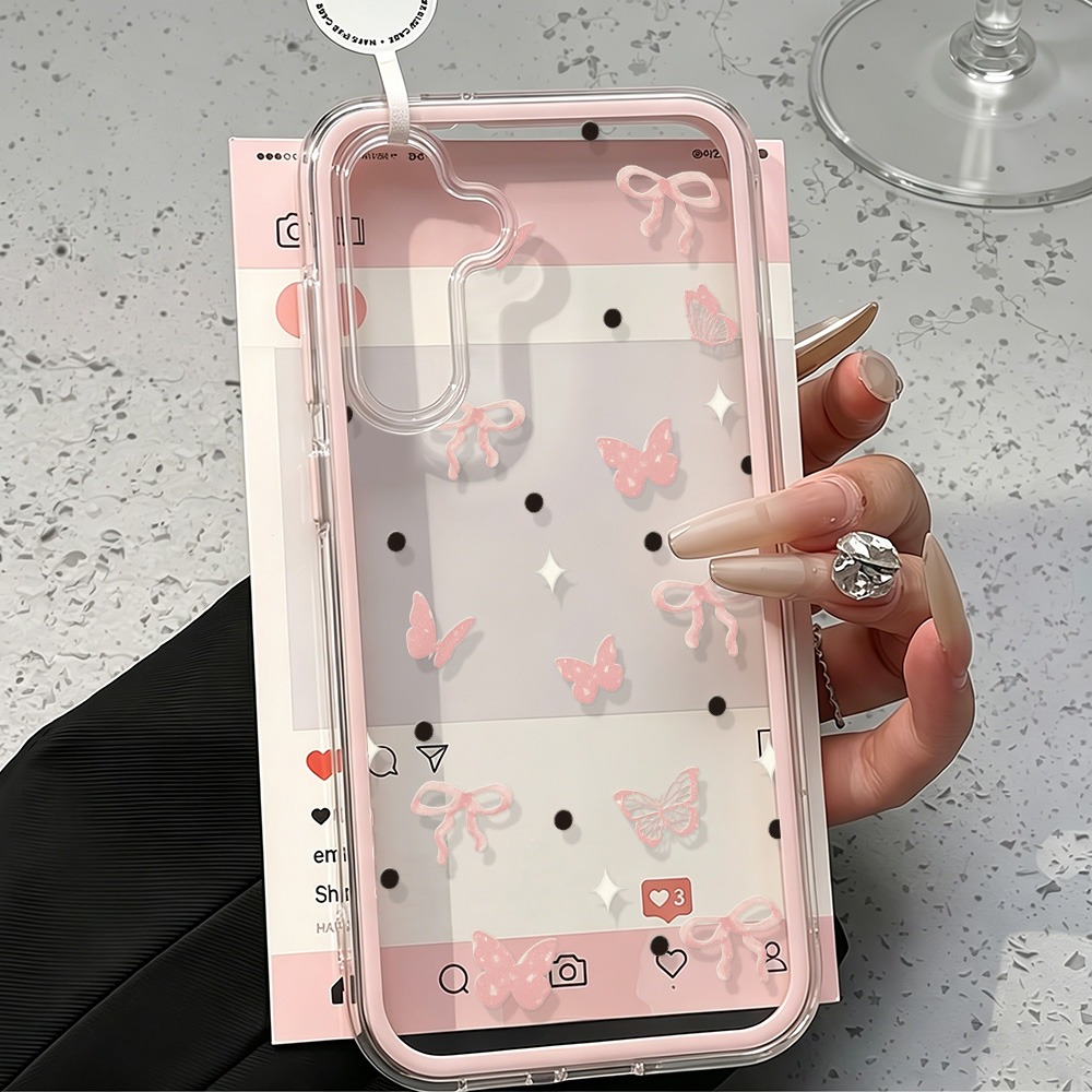 귀여운 핑크 리본 소프트 폰 케이스 삼성 A57 A17 - Phone Cases With Camera Cover 리뷰 및 가격