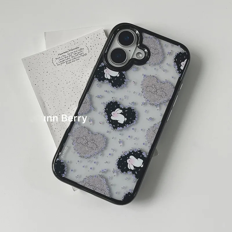 인스 한국 레트로 소녀 사랑 토끼 보라색 꽃 아크릴 폰 - Phone Cases Purple 리뷰 및 가격