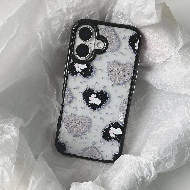 인스 한국 레트로 소녀 사랑 토끼 보라색 꽃 아크릴 폰 - Phone Cases Purple 리뷰 및 가격