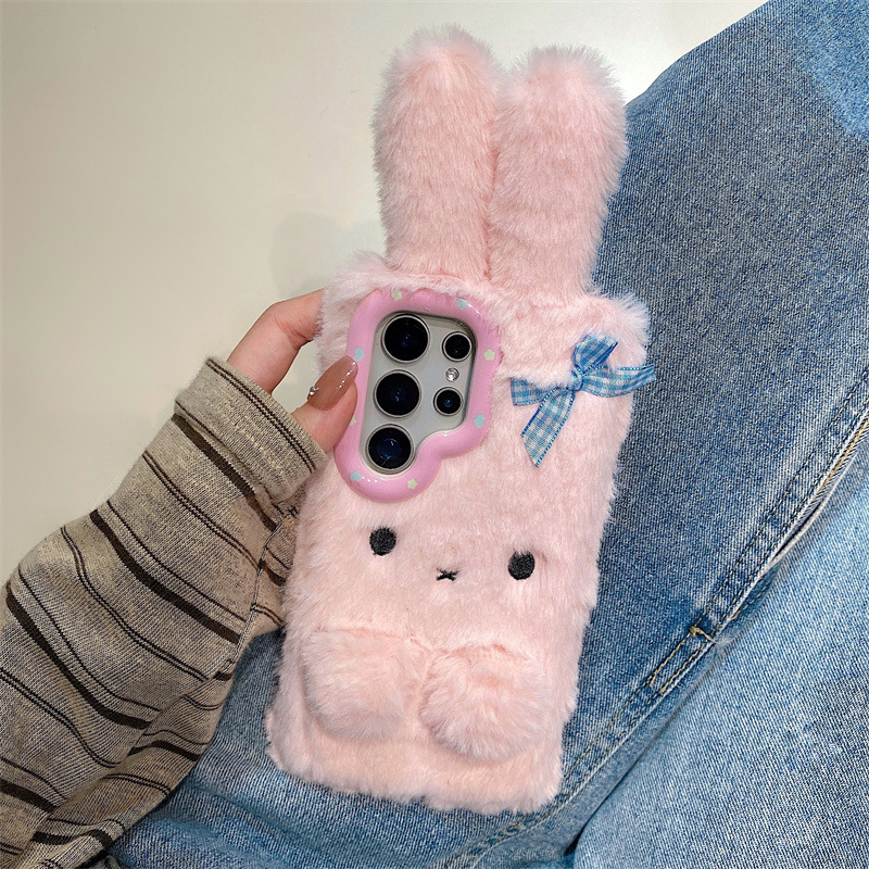 코렌 3D 만화 리본 토끼 귀 따뜻한 털 플러시 폰 케 - Phone Cases Galaxy S23 리뷰 및 가격