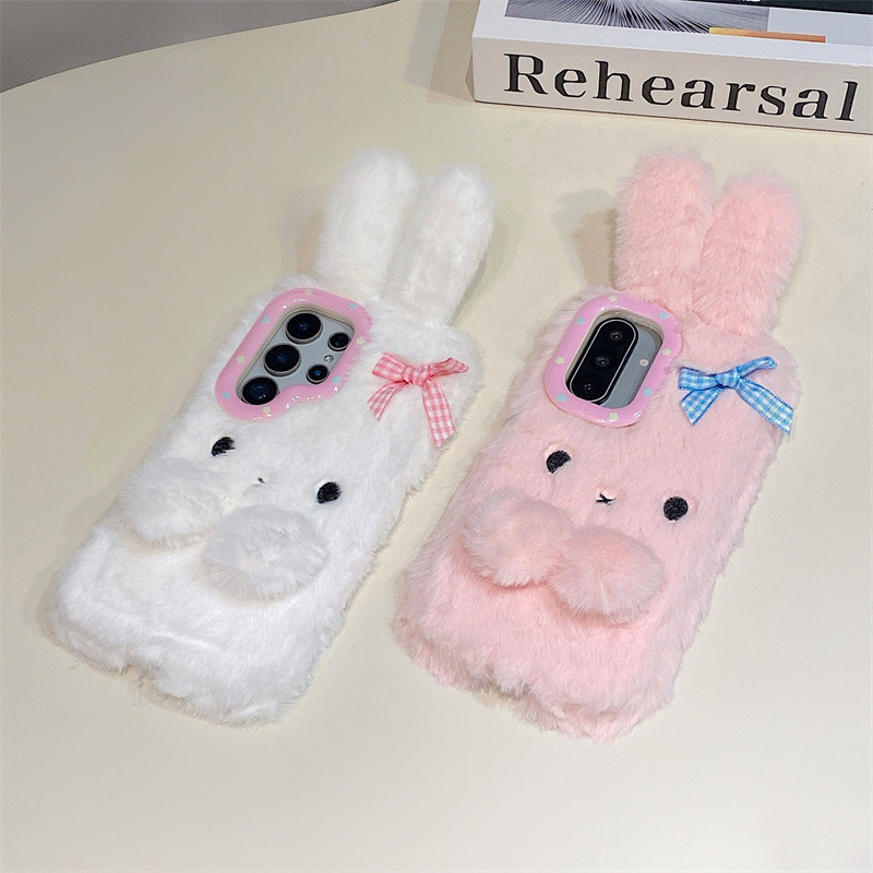코렌 3D 만화 리본 토끼 귀 따뜻한 털 플러시 폰 케 - Phone Cases Galaxy S23 리뷰 및 가격