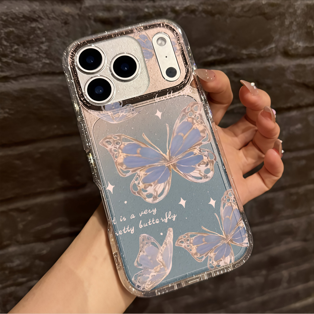럭셔리 블루 버터플라이 투명 글리터 폰 케이스 (아이폰 - Glitter Shockproof Case 리뷰 및 가격