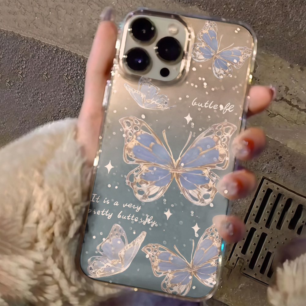 럭셔리 블루 버터플라이 투명 글리터 폰 케이스 (아이폰 - Glitter Shockproof Case 리뷰 및 가격