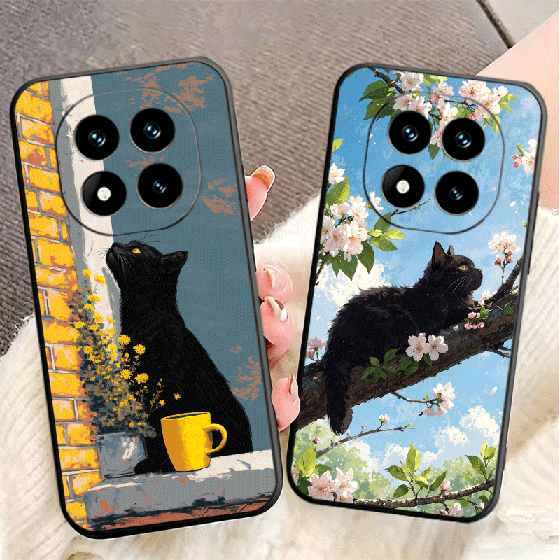 블랙 캣 에스테틱 패턴 소프트 폰 케이스 (샤오미 레드 - Phone Cases Shein 리뷰 및 가격